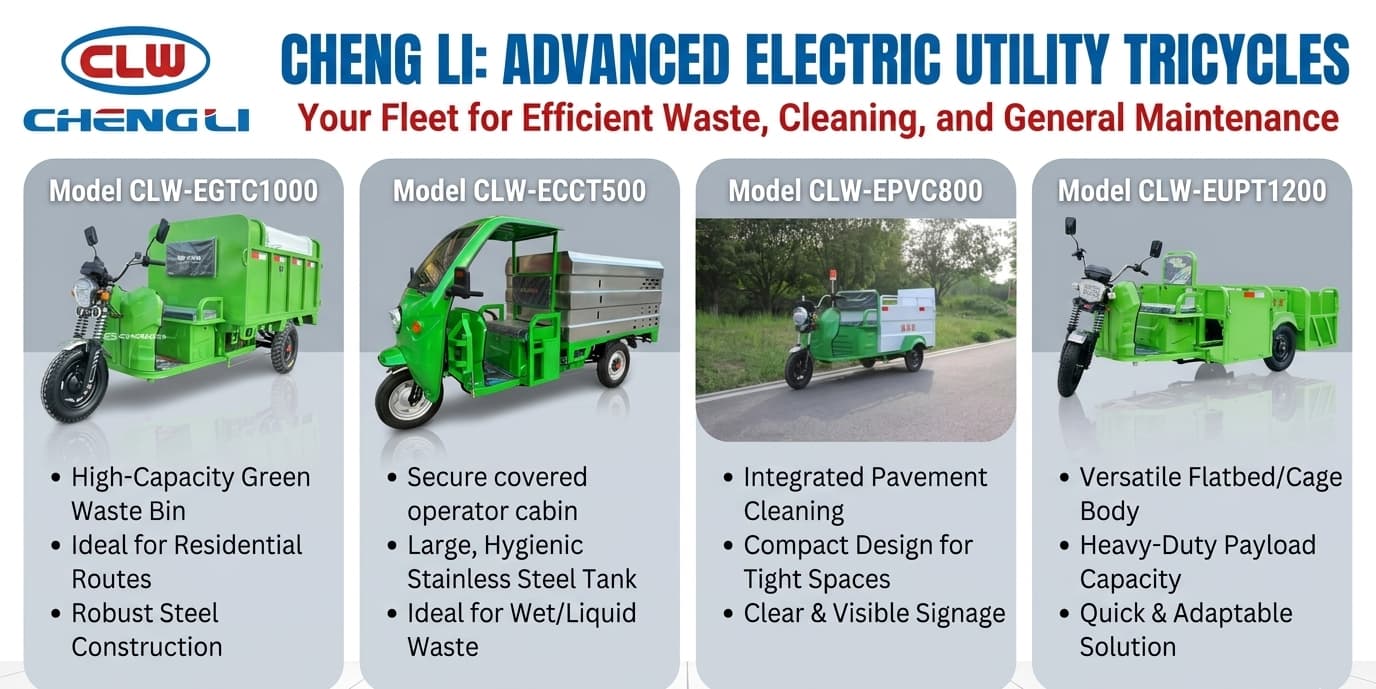 Four 240L Barrel Garbage Tricycle