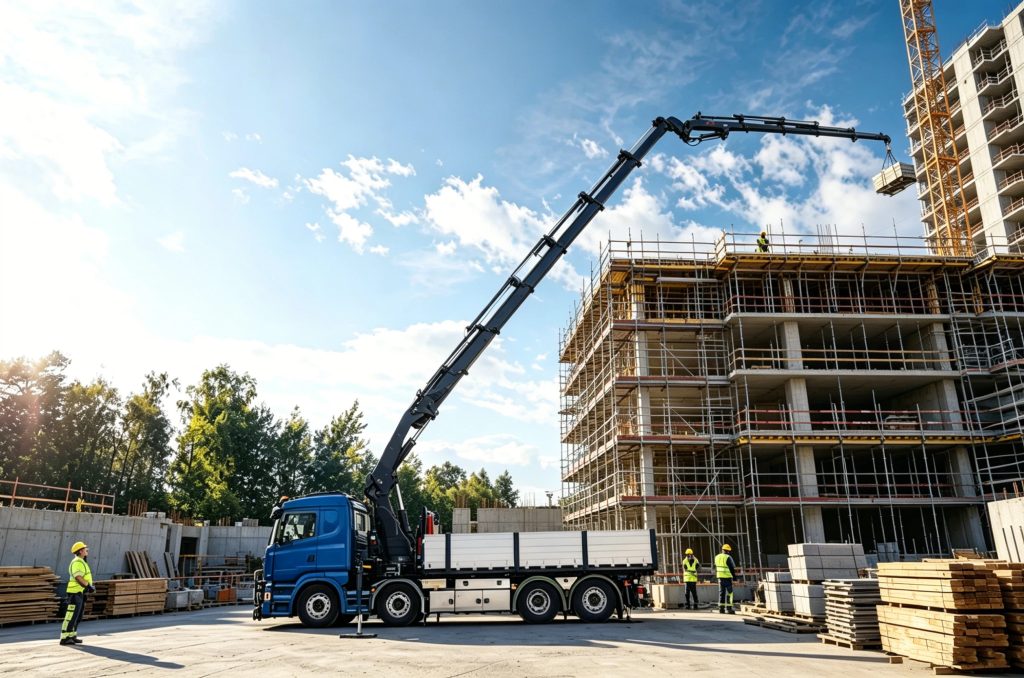 straight boom vs knuckle boom crane payload comparison Knuckle articulating boom truck-mounted crane for warehouse loading